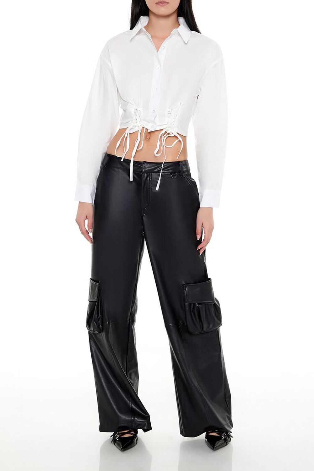 Cropped Lace-Up Shirt