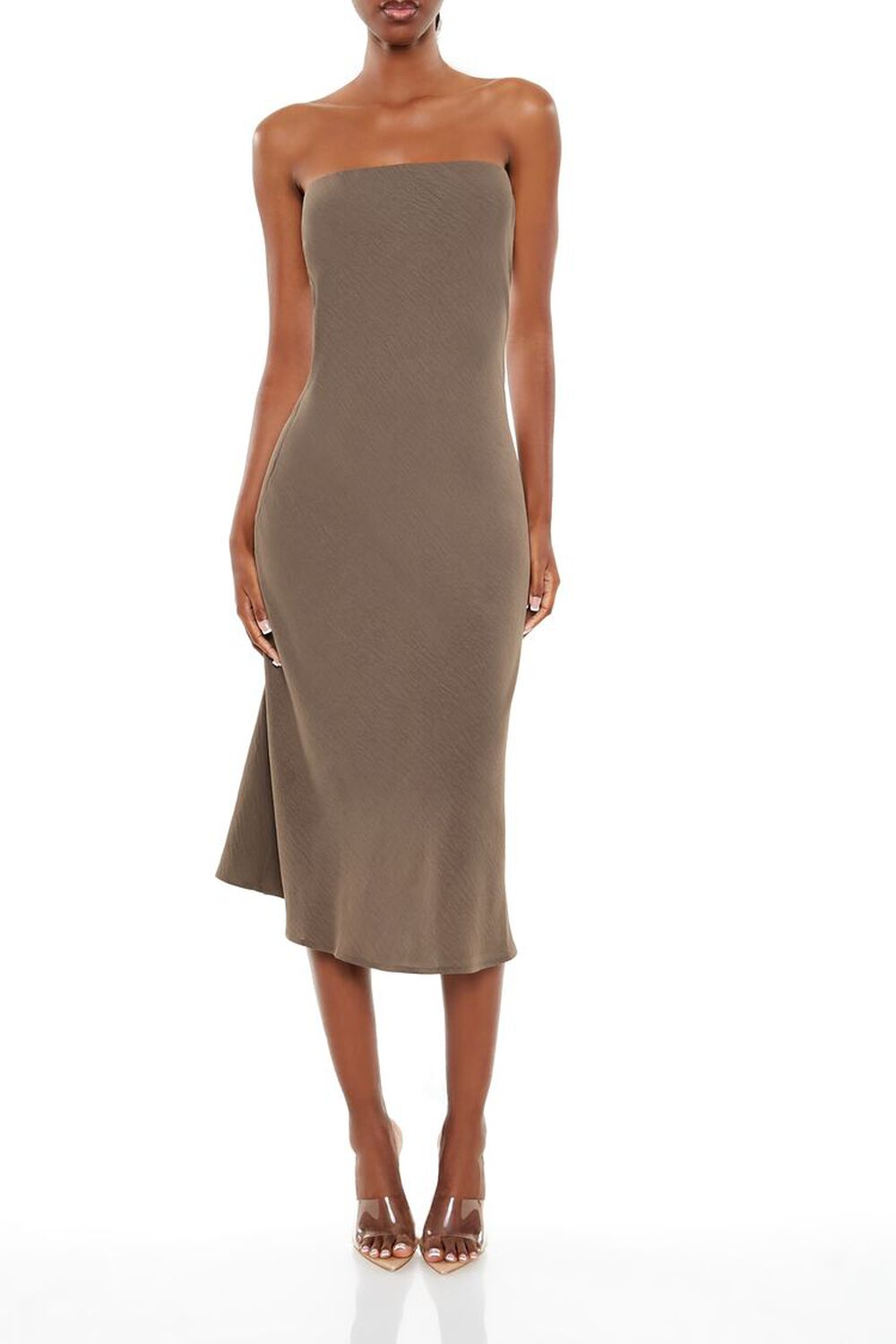 Strapless Midi Slip Dress