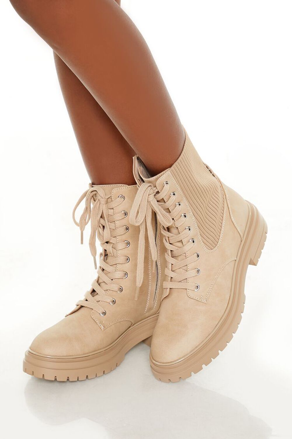 Faux Suede Combat Booties