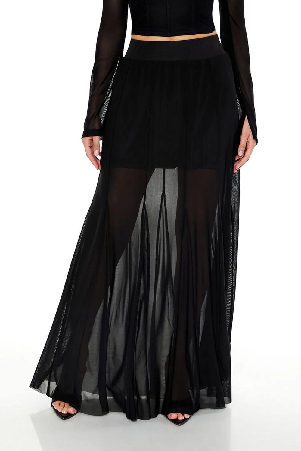 Sheer Overlay Maxi Skirt