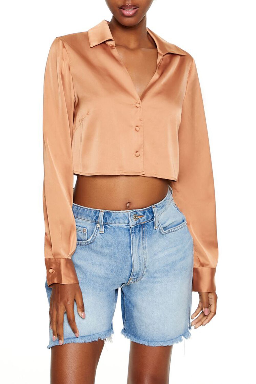 Satin Cropped Shirt